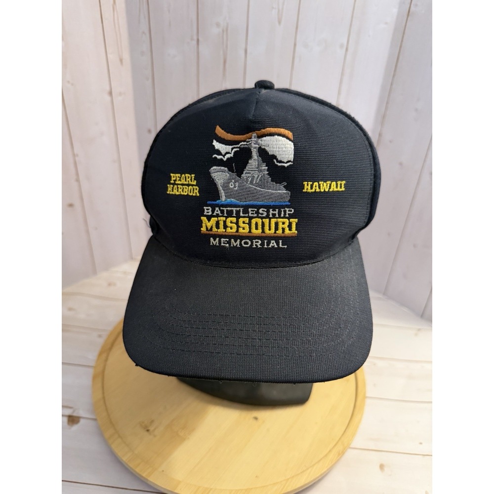 Pearl Harbor Hawaii Battleship Missouri Memorial SnapBack US Navy Blue Hat